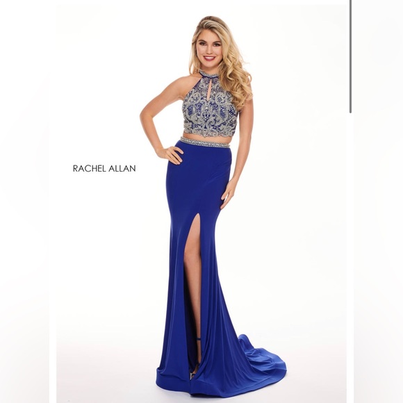 RACHEL ALLAN ROYAL BLUE DRESS (TOP IS SIZE 6 & SKIRT IS SIZE 8) - Picture 1 of 4